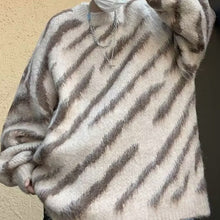 Load image into Gallery viewer, Zebra Print Thick Mink Fleece Knitted Sweater
