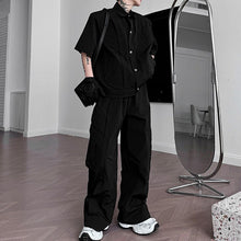 Load image into Gallery viewer, Pleated Short-sleeved Jacket and Wide-leg Pants Two-piece Suit
