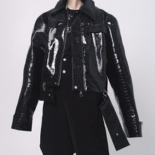 Load image into Gallery viewer, Retro Shoulder Padded PU Leather Jacket
