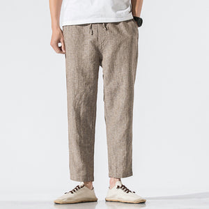 Cotton and Linen Striped Pants