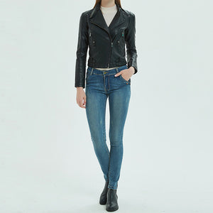 PU Leather Short Slim Jacket