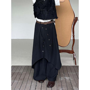 Irregular Drape Wide-Leg Trousers