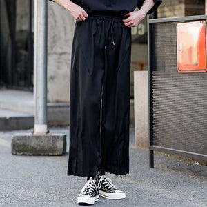 Frayed Pleated Harem Pants