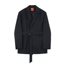 Load image into Gallery viewer, Black Belted Slim Fit Blazer
