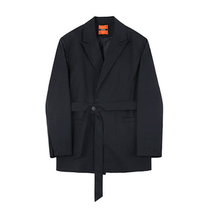 Black Belted Slim Fit Blazer