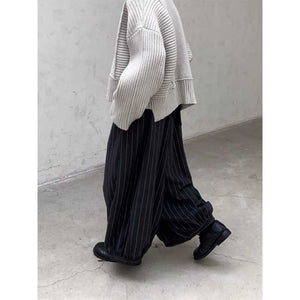 Loose Fleece Striped Wide-Leg Bloomers