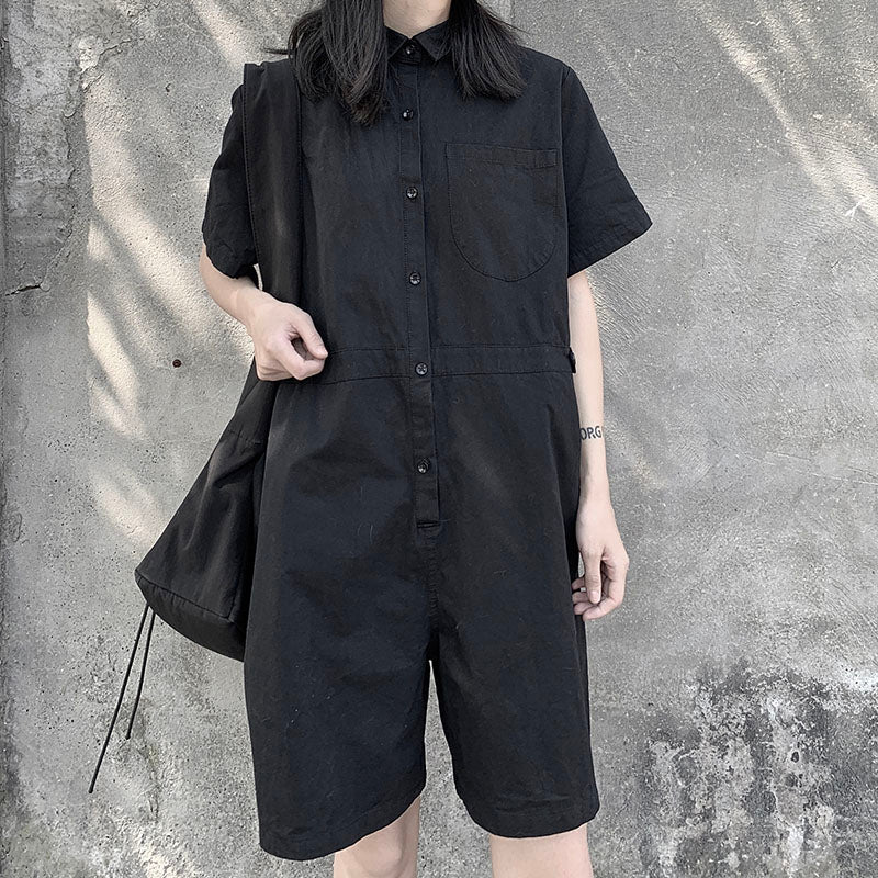 Summer Women's Black Jumpsuit Shorts