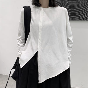 Irregular Slit Long Sleeve T-Shirt