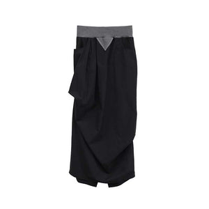 Irregular Pleated Puffy Straight Parachute Skirt