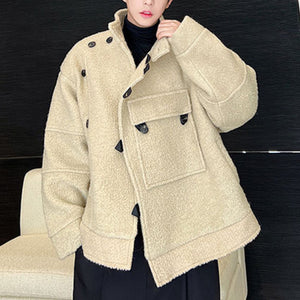 Winter Stand Collar Large Pocket Polar Fleece Coat