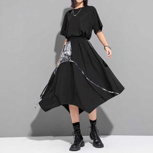 Spliced Irregular Print Skirt