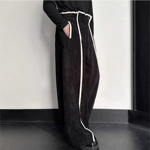 Straight-leg Webbing Patchwork Wide-leg Trousers