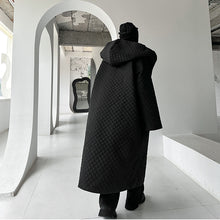 Load image into Gallery viewer, Dark Lightweight Rhombus Hooded Over-the-knee Cotton Jacket
