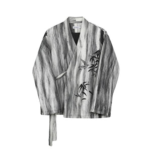 Retro Ink Print Long Woolen Jacket