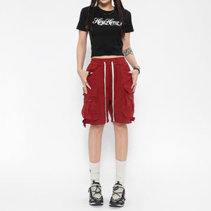 Drawstring Zipper Pocket Shorts