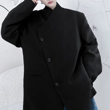 Load image into Gallery viewer, Slanted Collar Padded Shoulder Suit Jacket
