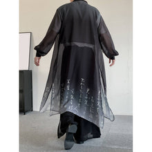 Load image into Gallery viewer, Calligraphy Gradient Print Mesh Long Cardigan
