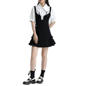 A-line High Waist Suspender Dress