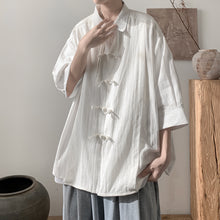 Load image into Gallery viewer, Cotton And Linen Buttoned Pleated  Shirt
