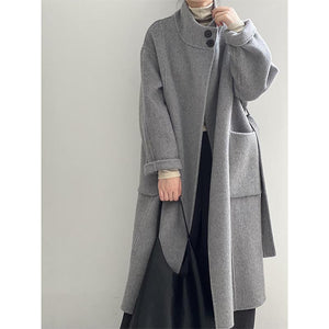 Casual Stand Collar Solid Color Coat