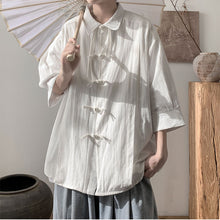 Load image into Gallery viewer, Cotton And Linen Buttoned Pleated  Shirt
