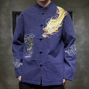 Retro Dragon Embroidered Long Sleeve Jacket