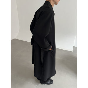 Single Breasted Lapel Long Trench Coat