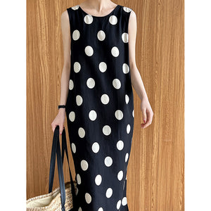 Backless Drawstring Polka Dot Dress