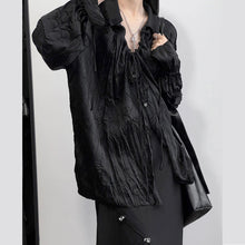 Load image into Gallery viewer, Pleated Drawstring Bell Sleeve Long Sleeve Shirt
