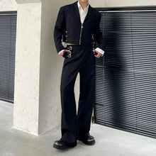 Load image into Gallery viewer, Metal Short Suit Zipper Blazer and Trousers
