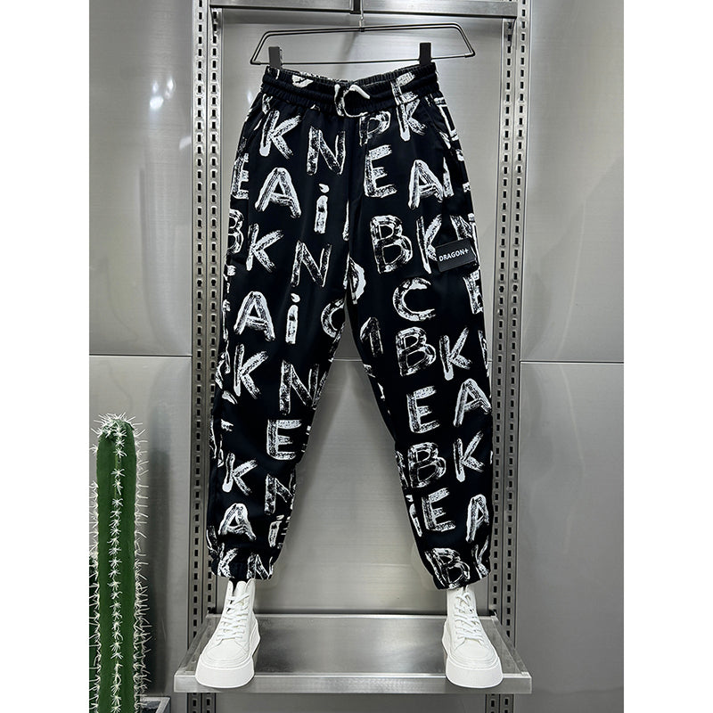 Letter Print Loose Harem Pants