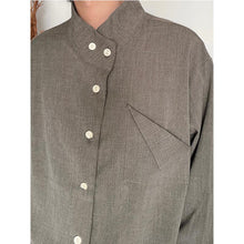 Load image into Gallery viewer, Vintage Side Button Stand Collar Shirt
