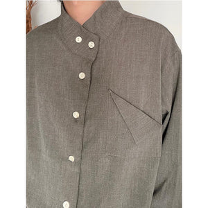 Vintage Side Button Stand Collar Shirt