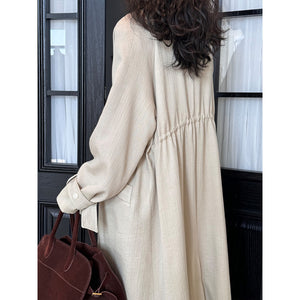 Mid-length Drawstring Trench Coat