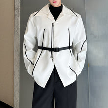 Load image into Gallery viewer, Pad Shoulder Contrast Zip-Up Jacket
