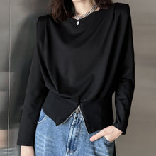 Load image into Gallery viewer, Solid Shoulder Pad Long Sleeve T-shirt
