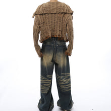 Load image into Gallery viewer, Distressed Lapel Short Knitted Sweater Cardigan
