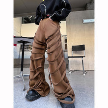 Load image into Gallery viewer, Casual Webbing-embellished Straight-leg Loose Wide-leg Pants
