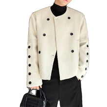 Load image into Gallery viewer, Button-embellished Loose Collarless Woolen Jacket
