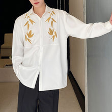 Load image into Gallery viewer, Maple Leaf Embroidered Vintage Lapel Long Sleeve Shirt
