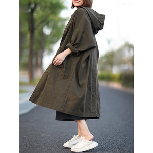 Retro Loose Hooded Trench Coat