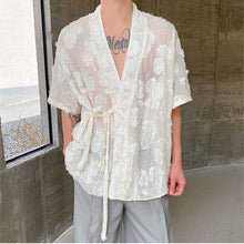 Load image into Gallery viewer, Strappy Loose Short-Sleeved Tulle Shirt
