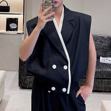 Load image into Gallery viewer, Colorblock Suit Collar Double-breasted Vest
