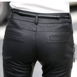 Tight PU Leather High Waist Black Skinny Pants