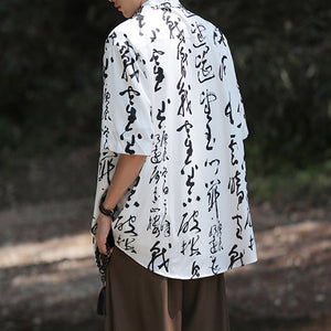 Ink Printed Loose Quarter Sleeve Shirt