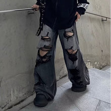 Load image into Gallery viewer, Ripped Denim Distressed Loose Straight-Leg Pants
