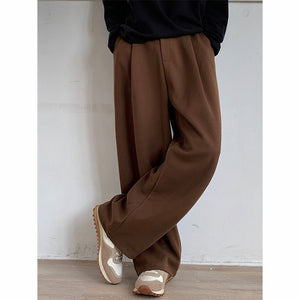 Thickened Twill Semi-elastic Wide-leg Loose Trousers