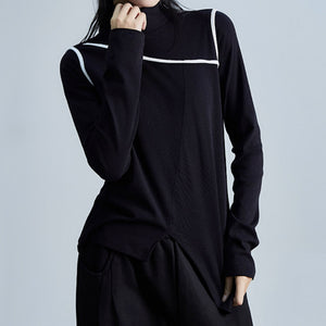 Irregular Stand Collar Long Sleeve T-shirt