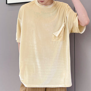 Velvet Solid Half Sleeve T-Shirt