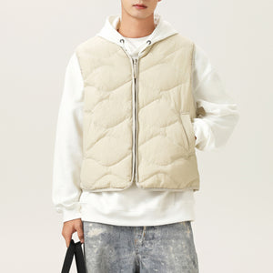 White Duck Down Quilted Plaid Loose Vest